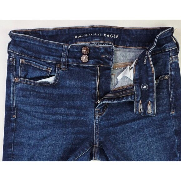American Eagle Outfitters Size 10 Regular Womens 31" Inseam Kick Boot Logo Jeans - Picture 9 of 13